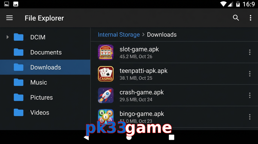Main screen of Pk33game gameapk page for PK players